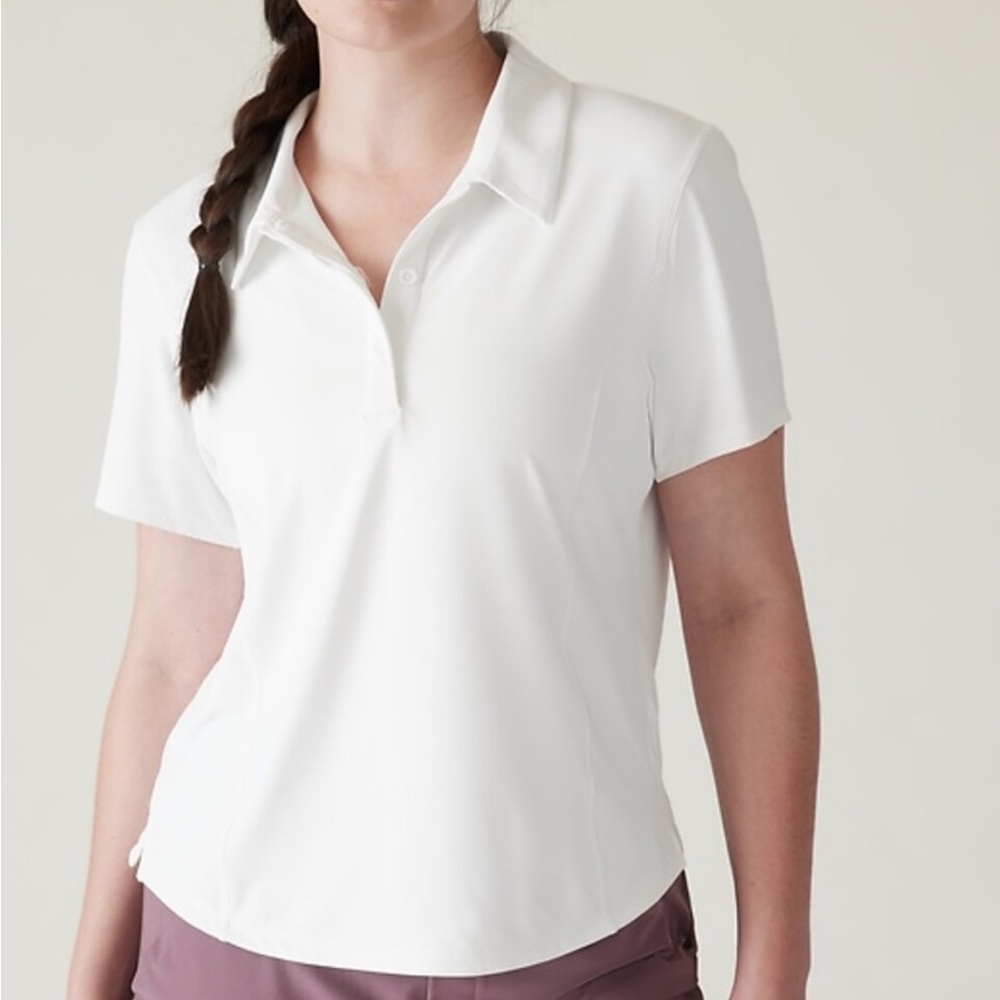 Athleta women’s white polo shirt size large